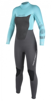 Neopren Spark Fullsuit Women Back Zip Graphite/ Blue 